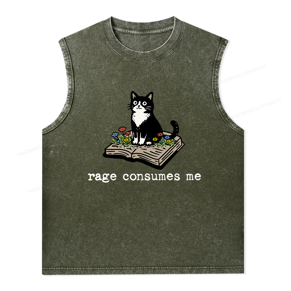 Pagewings Rage Consumes Me Unisex Washed Tank Top