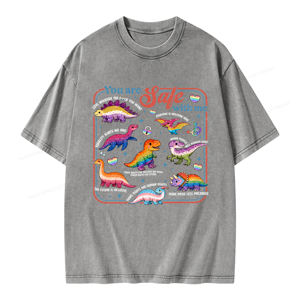 Pagewings You Are Safe With Me Unisex Washed T-shirt
