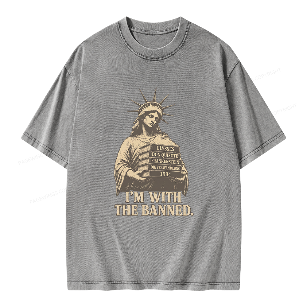 Pagewings I'm With The Banned Unisex Washed T-shirt