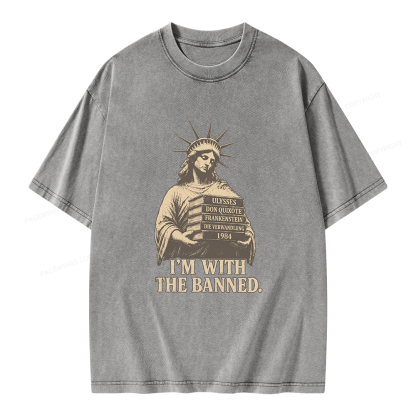 Pagewings I'm With The Banned Unisex Washed T-shirt