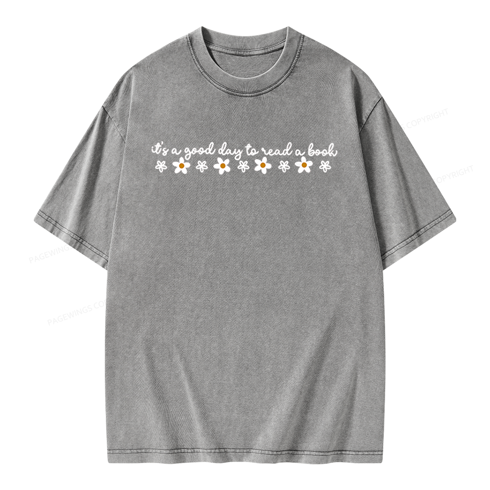 Pagewings Its A Good Day To Read A Book Unisex Washed T-shirt