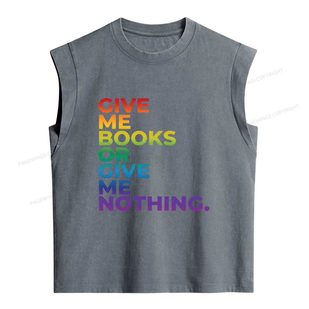 Pagewings Give Me Books Women's Washed Tank Top