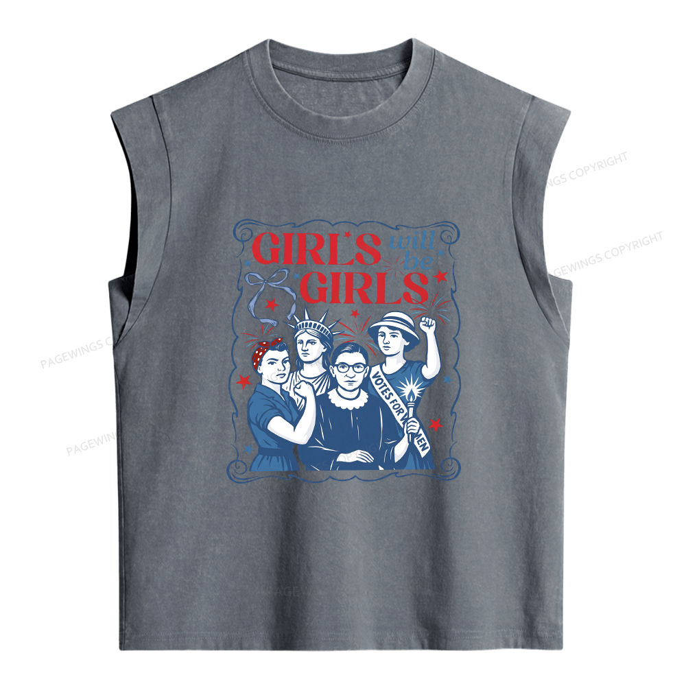 Pagewings Girls Will Be Girls Women's Washed Tank Top