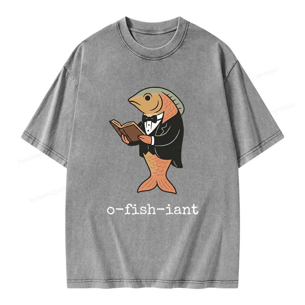 Pagewings Reading Fish Unisex Washed T-shirt