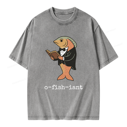 Pagewings Reading Fish Unisex Washed T-shirt