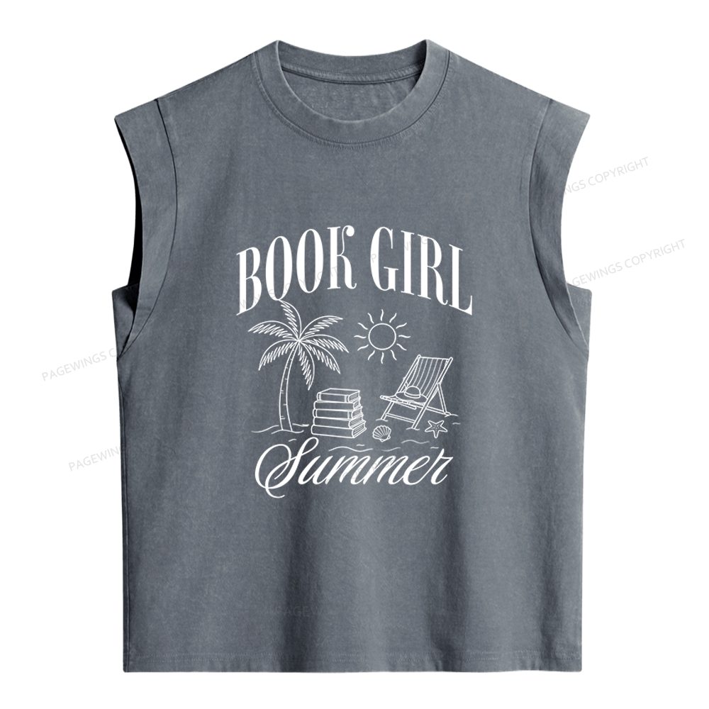 Pagewings Book Girl Summer Women's Washed Tank Top