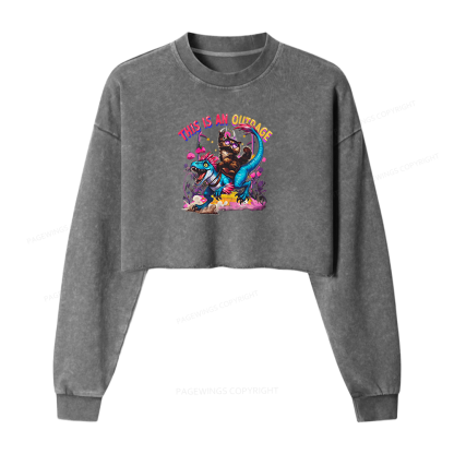 Pagewings This Is An Outrage Washed Crop Sweatshirt