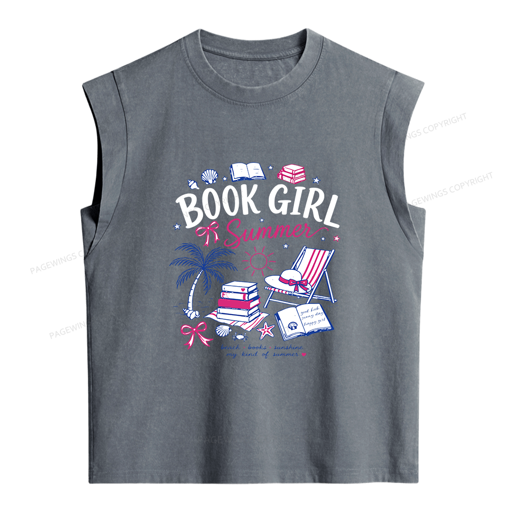 Pagewings Book Girl Summer Women's Washed Tank Top