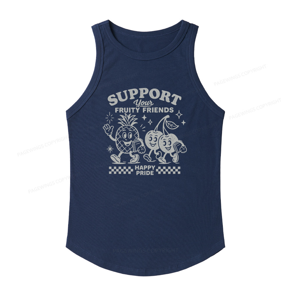 Pagewings Slim Fit Fruity Friends Women's Fitted Tank Top 