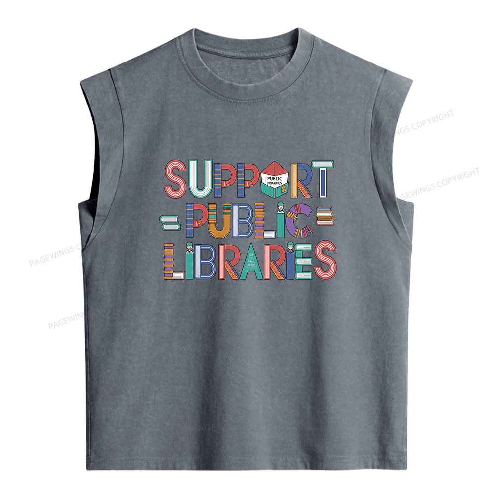 Pagewings Support Public Libraries Women's Washed Tank Top