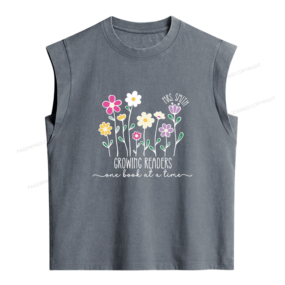 Pagewings Personalized Reading Teacher Women's Washed Tank Top