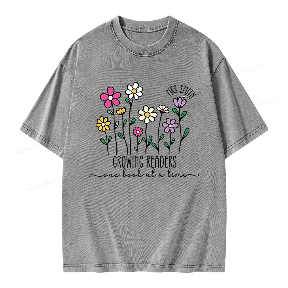 Pagewings Personalized Reading Teacher Unisex Washed T-shirt