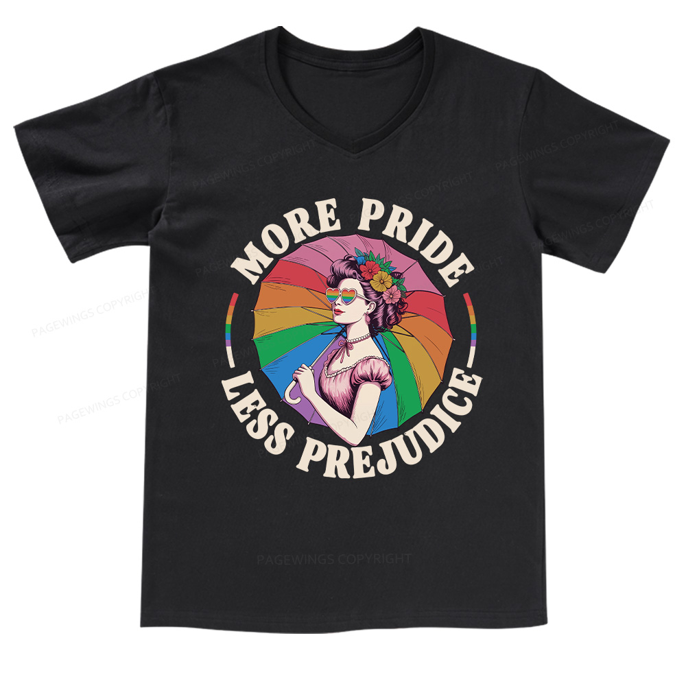 Pagewings More Pride Less Prejudice V-neck T-shirt