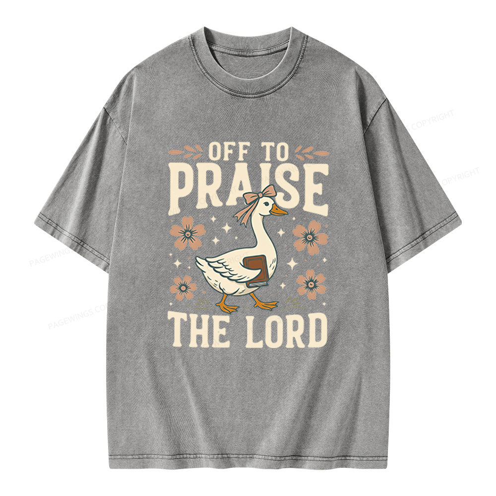 Pagewings Off to Praise the Lord Unisex Washed T-shirt