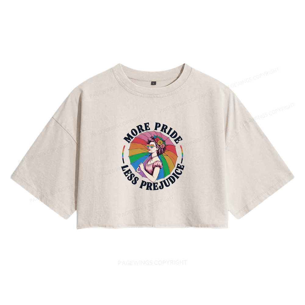 Pagewings More Pride Less Prejudice Women's Washed Cropped T-shirt