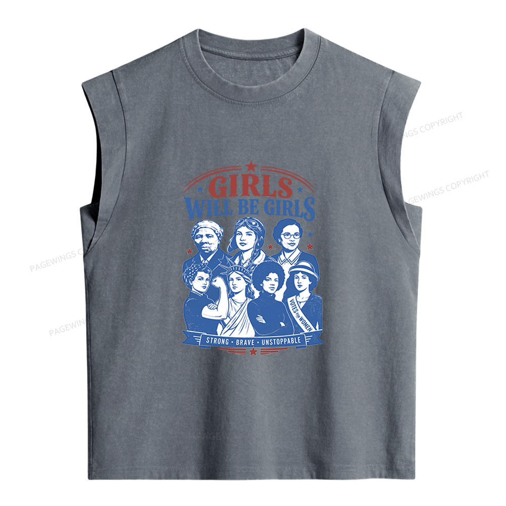 Pagewings Girls Will Be Girls Women's Washed Tank Top