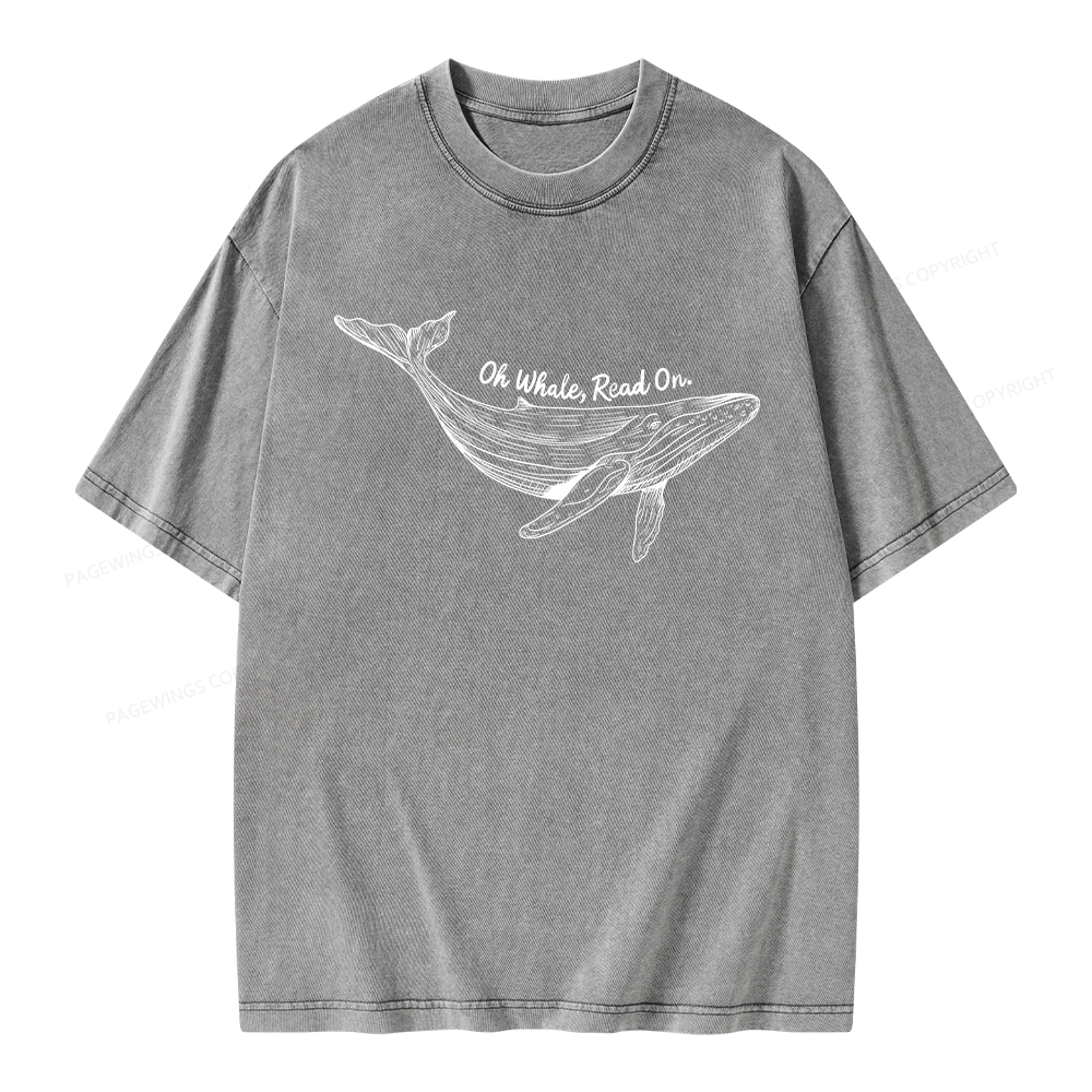 Pagewings Oh Whale Read On Unisex Washed T-shirt