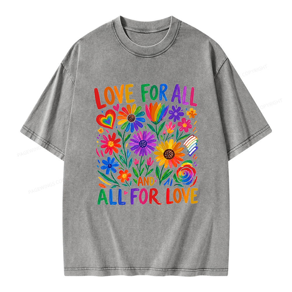 Pagewings Love For All Unisex Washed T-shirt