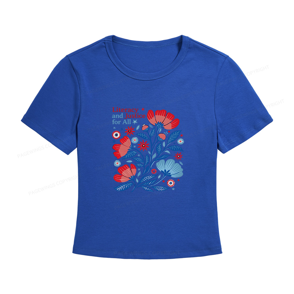 Pagewings Literacy and Justice for All Women's Baby Tee