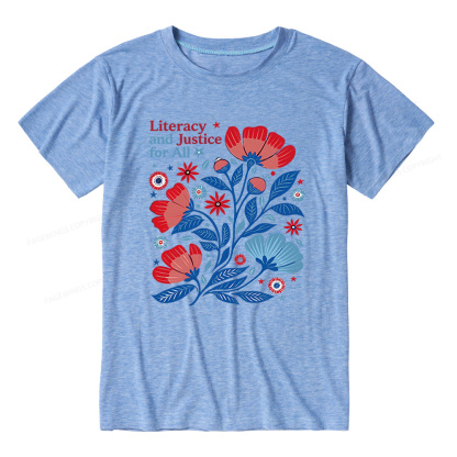 Pagewings Soft Literacy and Justice for All Unisex Heather T-Shirt