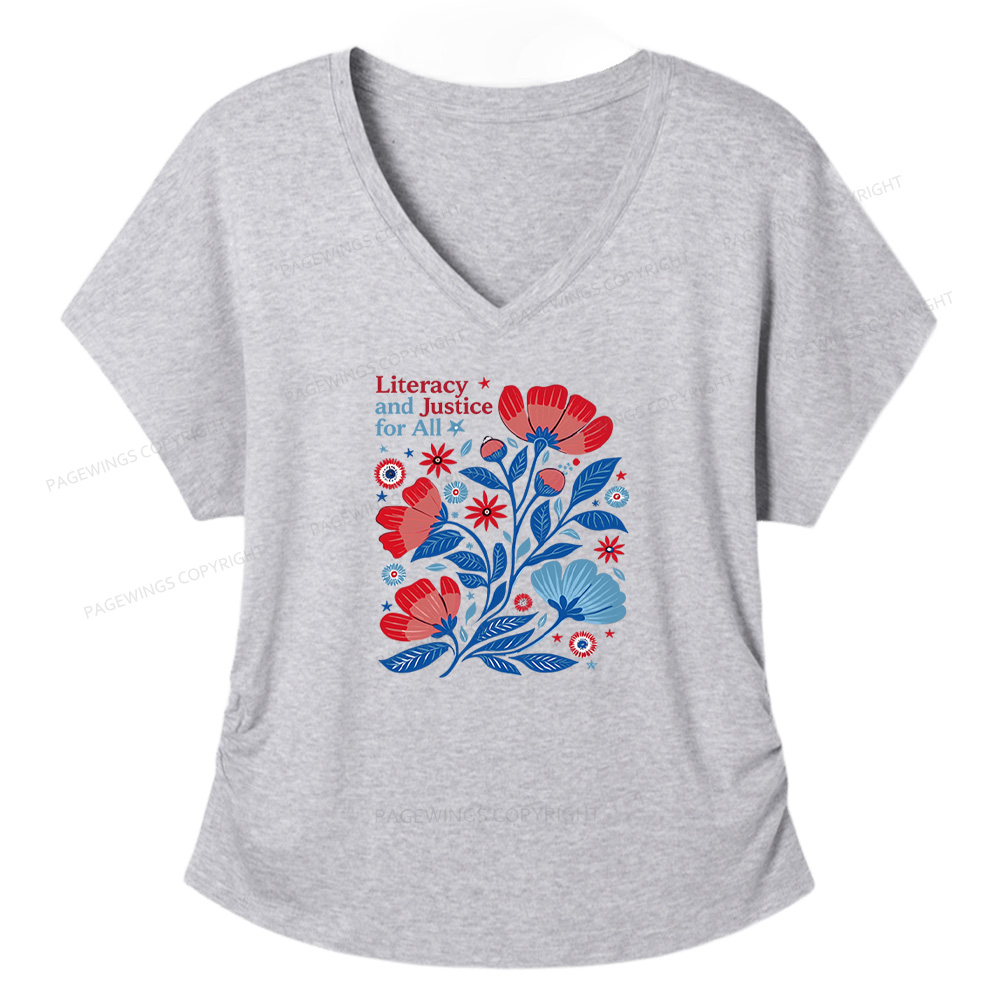 Pagewings Literacy and Justice for All Soft Women's Modal V-neck T-shirt  