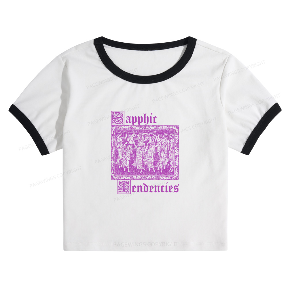 Pagewings Sapphic Tendencies Baby Tee Cropped Ringer T-Shirt