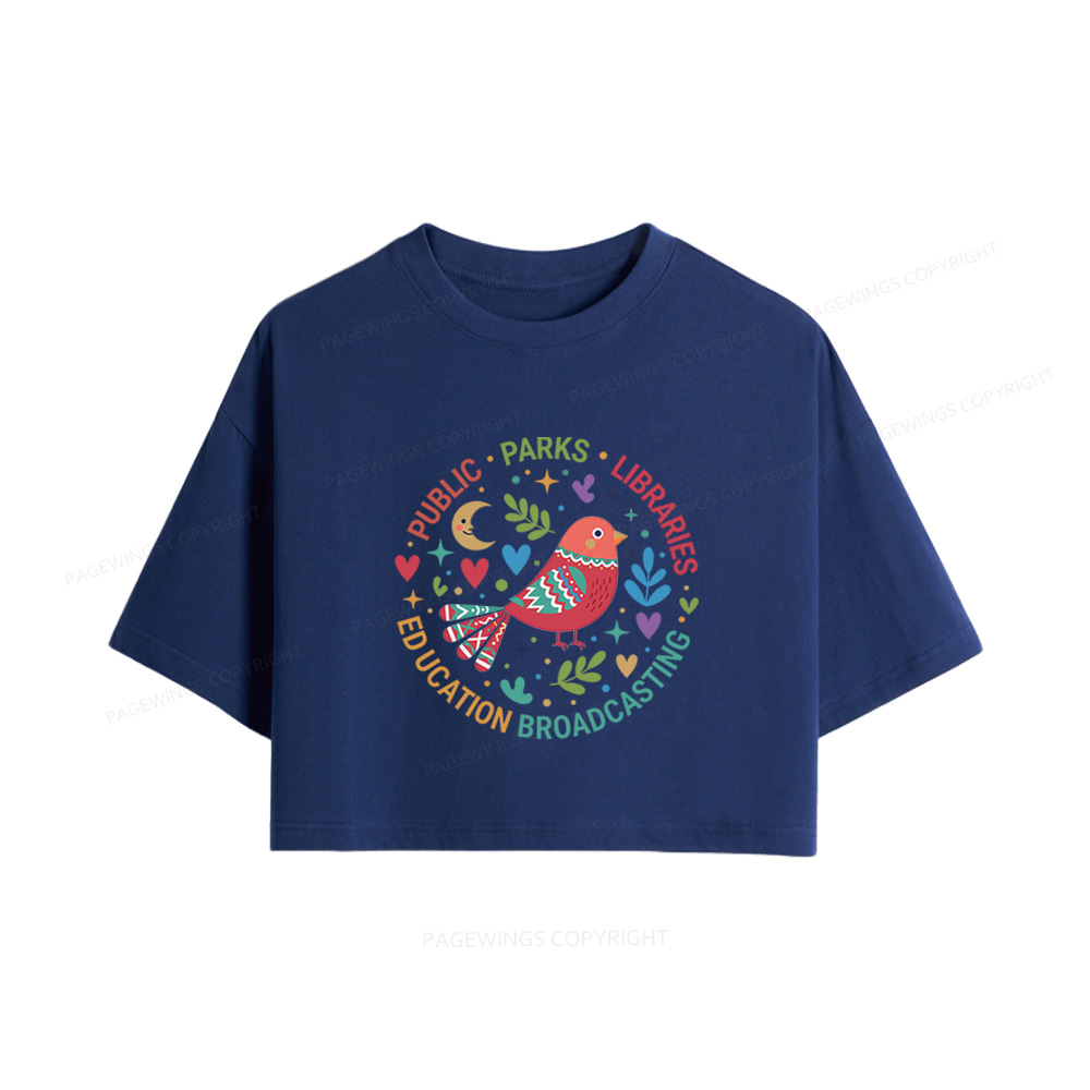 Pagewings Public Parks Libraries Education Broadcasting  Women Crop Tops