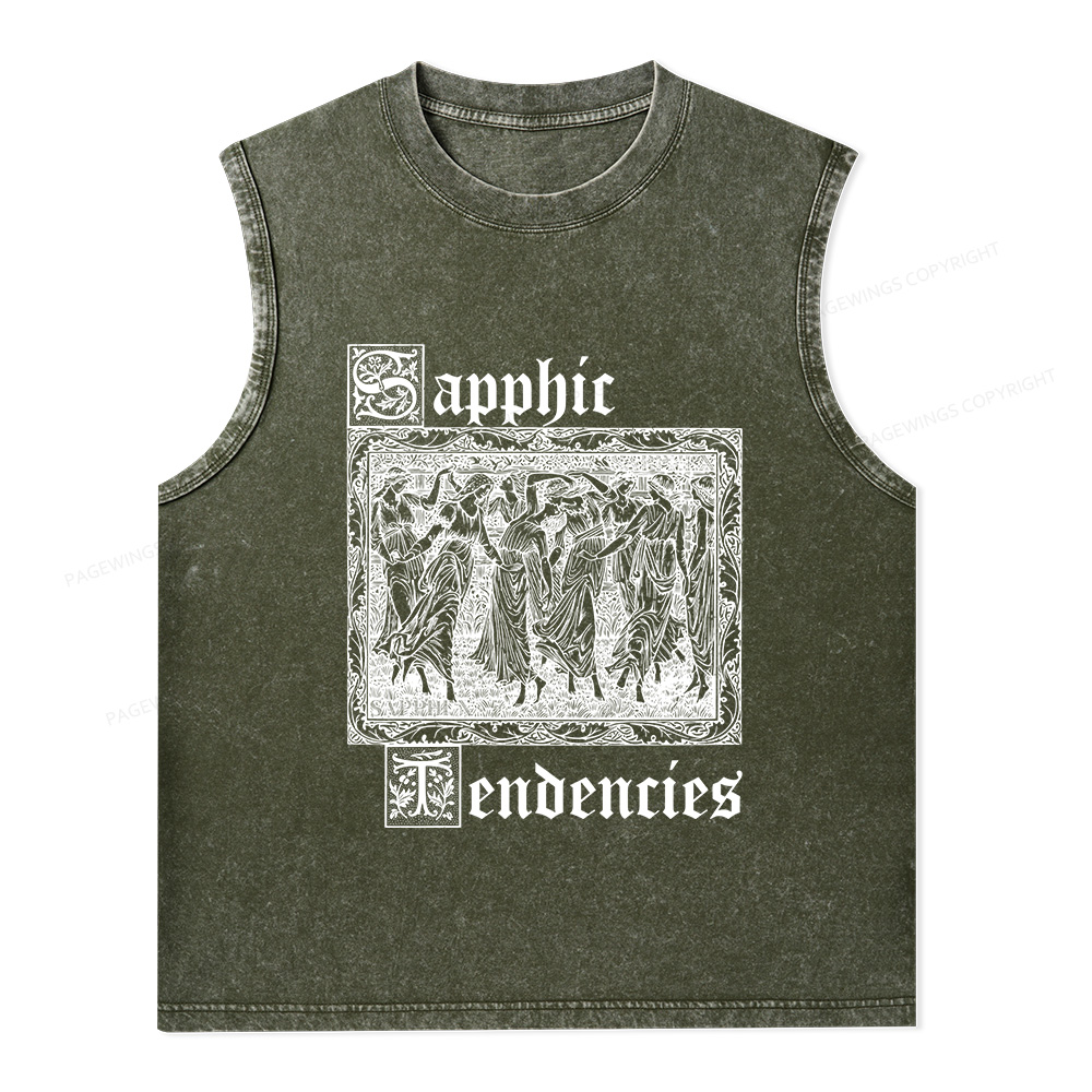 Pagewings Sapphic Tendencies Unisex Washed Tank Top