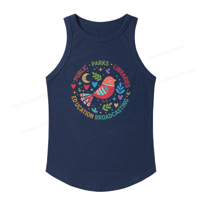 Pagewings Slim Fit Public Parks Libraries Education Broadcasting Women's Fitted Tank Top 