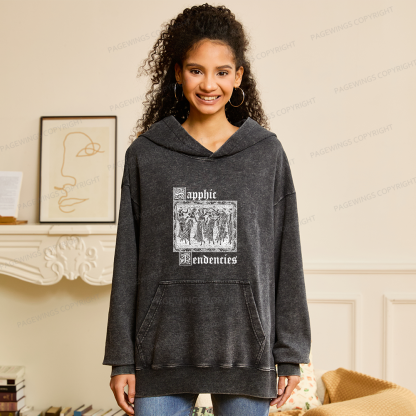 Pagewings Sapphic Tendencies Unisex Washed Hoodie