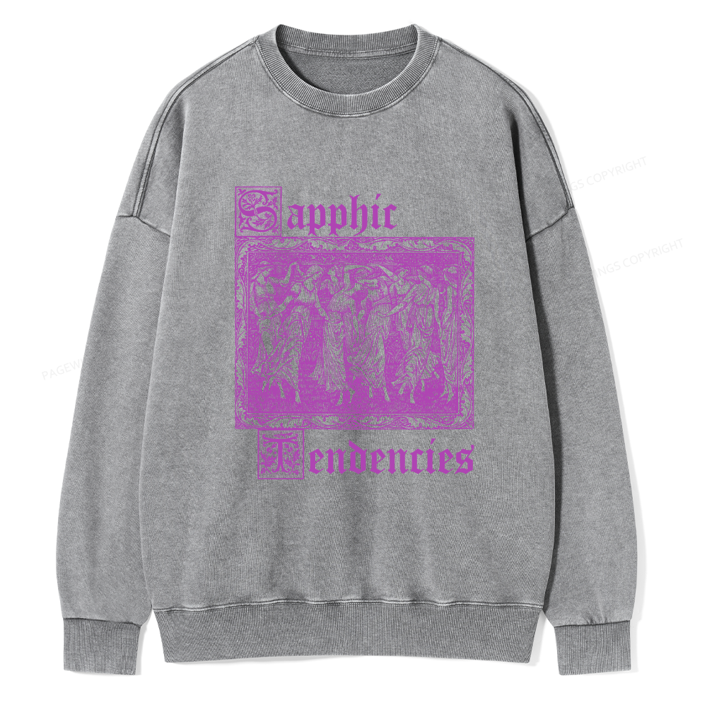 Pagewings Sapphic Tendencies Unisex Washed Sweatshirt