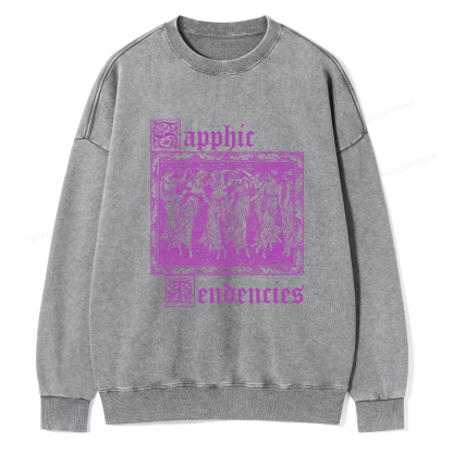 Pagewings Sapphic Tendencies Unisex Washed Sweatshirt