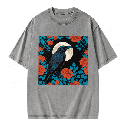 Pagewings Raven and the Moon Unisex Washed T-shirt