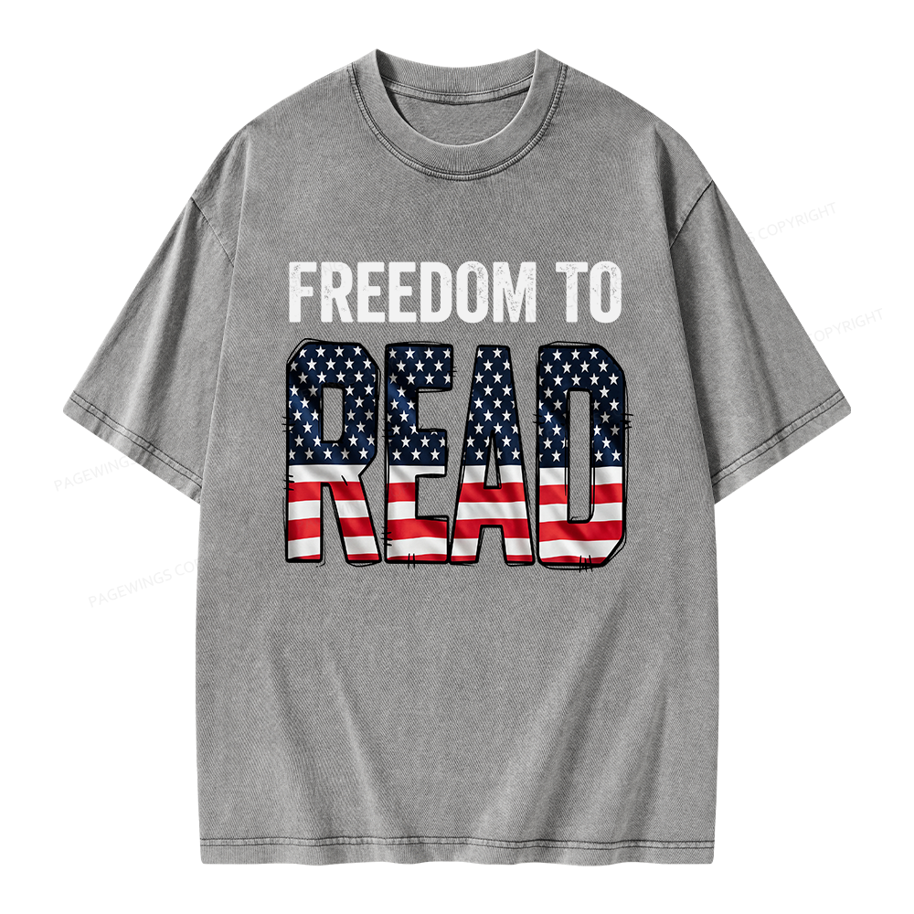 Pagewings Freedom to Read Unisex Washed T-shirt
