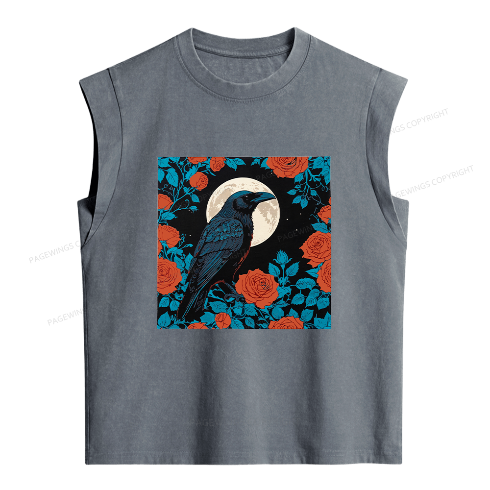 Pagewings Raven And The Moon Women's Washed Tank Top