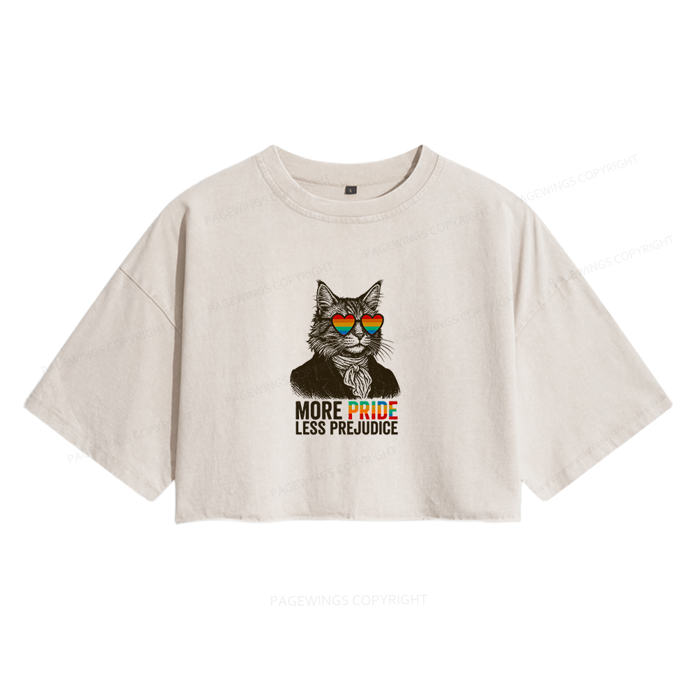 Pagewings Mr Darcy More Pride Less Prejudice Women's Washed Cropped T-shirt