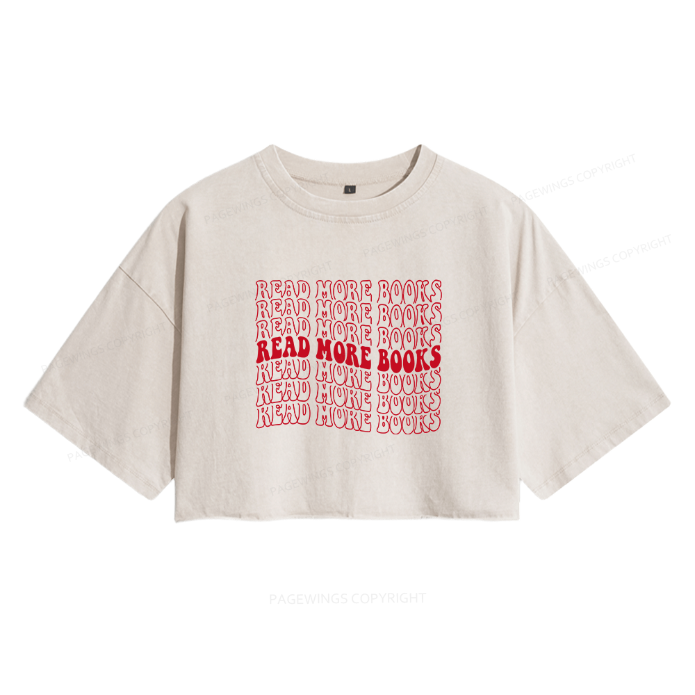 Pagewings Read More Books Women's Washed Cropped T-shirt