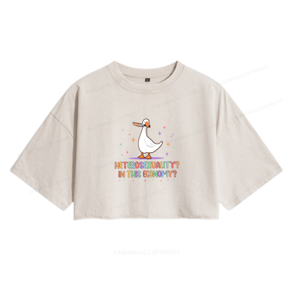 Pagewings Heterosexuality In This Economy Women's Washed Cropped T-shirt