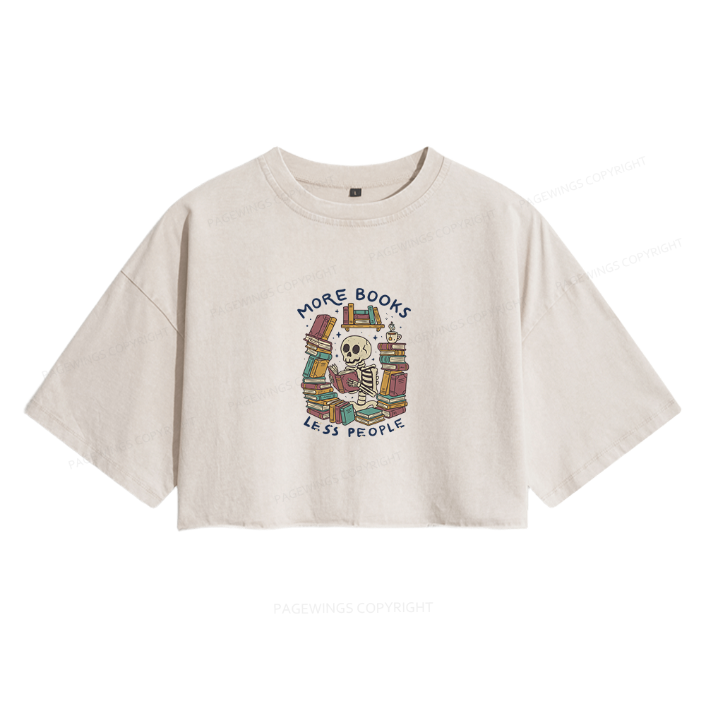 Pagewings More Books Less People Women's Washed Cropped T-shirt