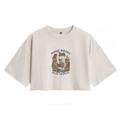 Pagewings More Books Less People Women's Washed Cropped T-shirt
