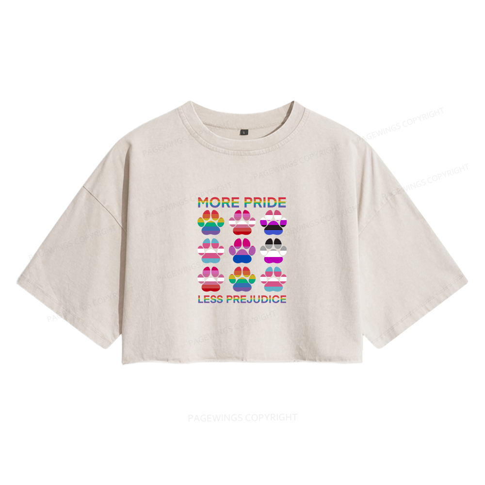 Pagewings More Pride Less Prejudice Women's Washed Cropped T-shirt