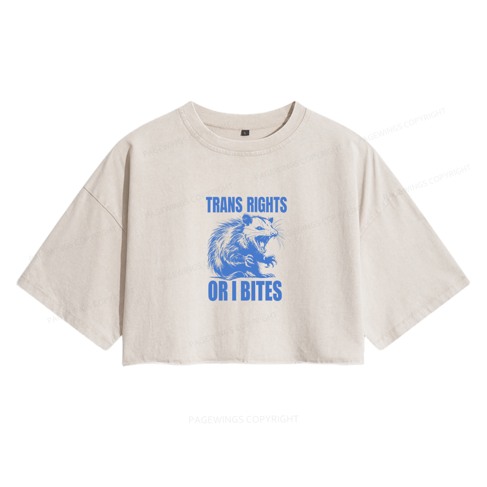 Pagewings Trans Rights Women's Washed Cropped T-shirt