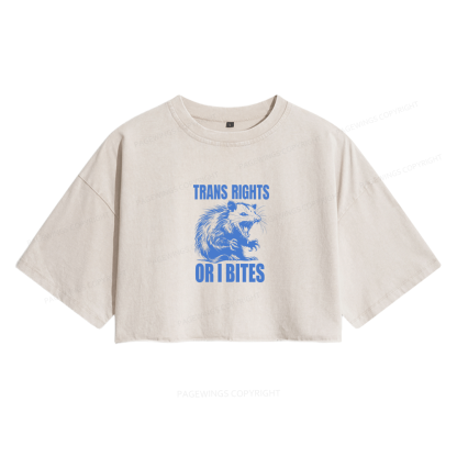 Pagewings Trans Rights Women's Washed Cropped T-shirt