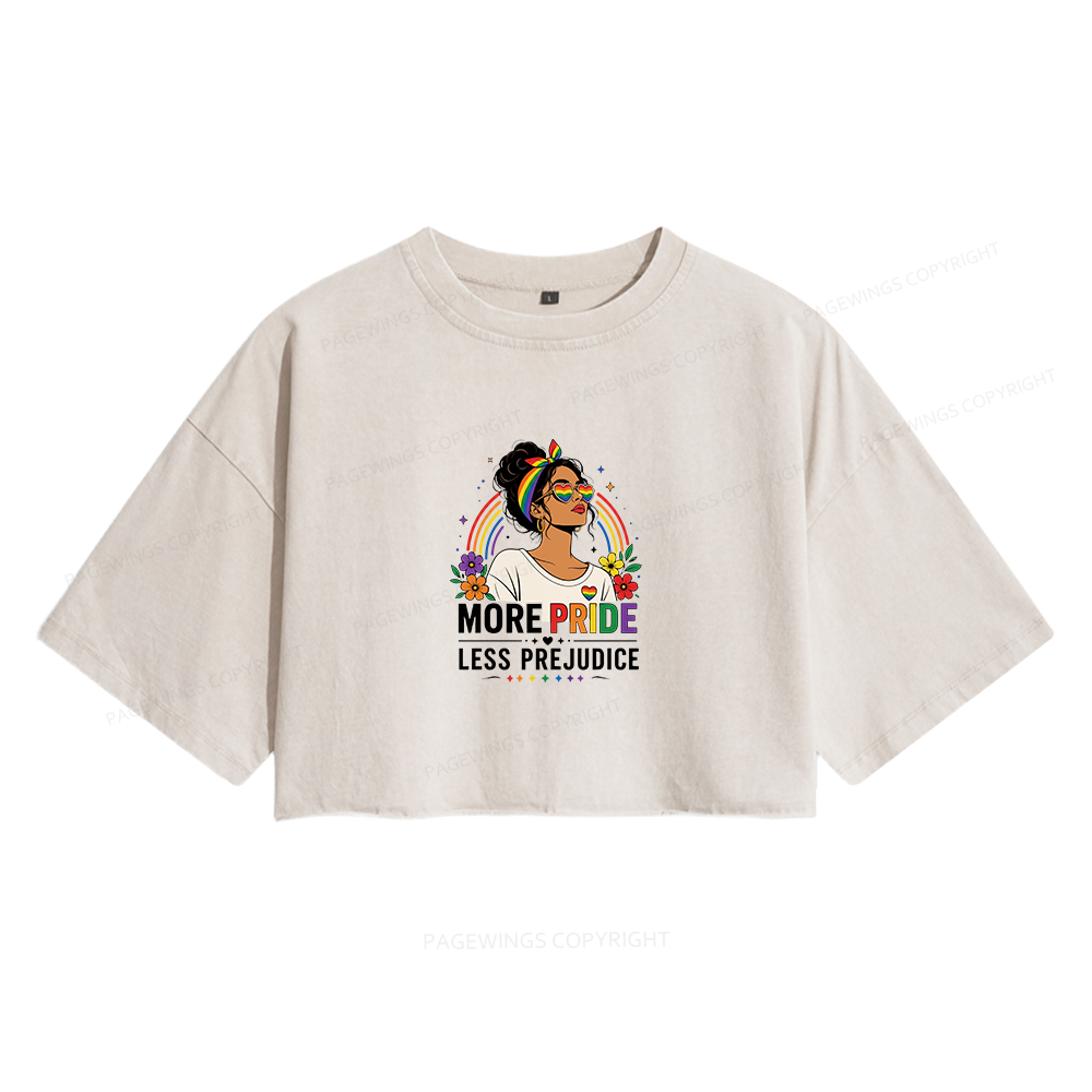Pagewings More Pride Less Prejudice Women's Washed Cropped T-shirt