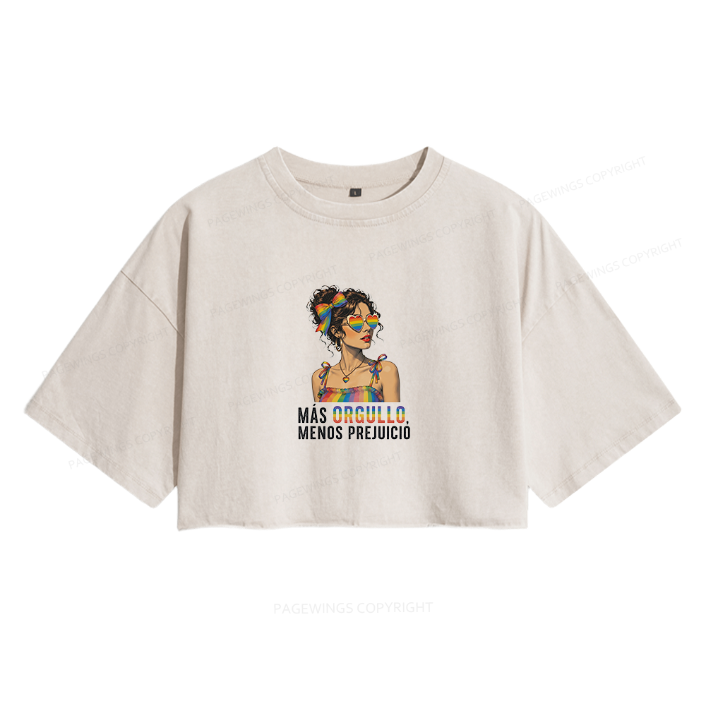 Pagewings More Pride Less Prejudice Women's Washed Cropped T-shirt