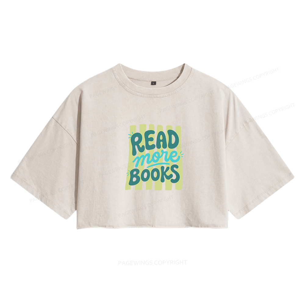 Pagewings Read More Books Women's Washed Cropped T-shirt