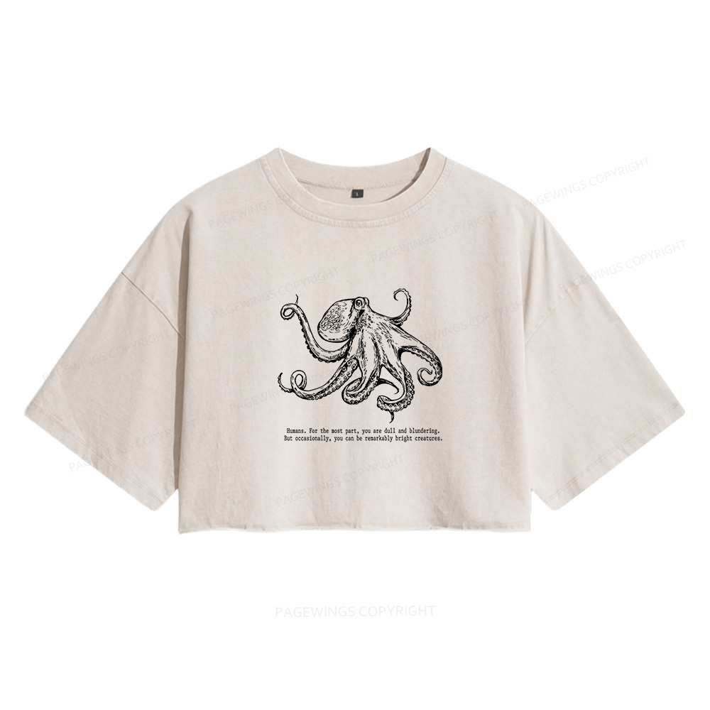 Pagewings Fantasy Book Lovers Women's Washed Cropped T-shirt