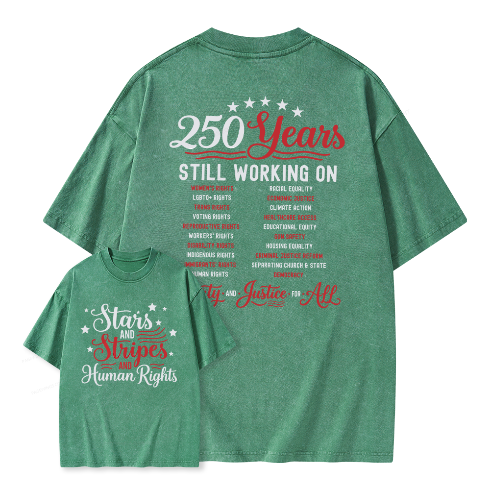 Pagewings Stars and Stripes And Human Rights Unisex Washed T-shirt