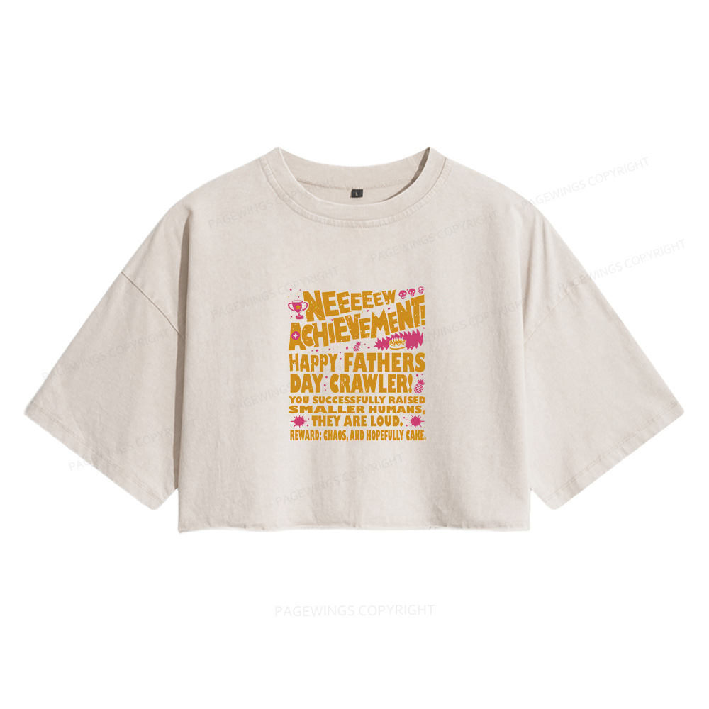 Pagewings Dad Achievement Women's Washed Cropped T-shirt