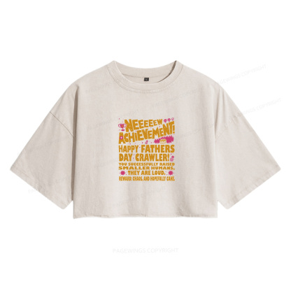 Pagewings Dad Achievement Women's Washed Cropped T-shirt